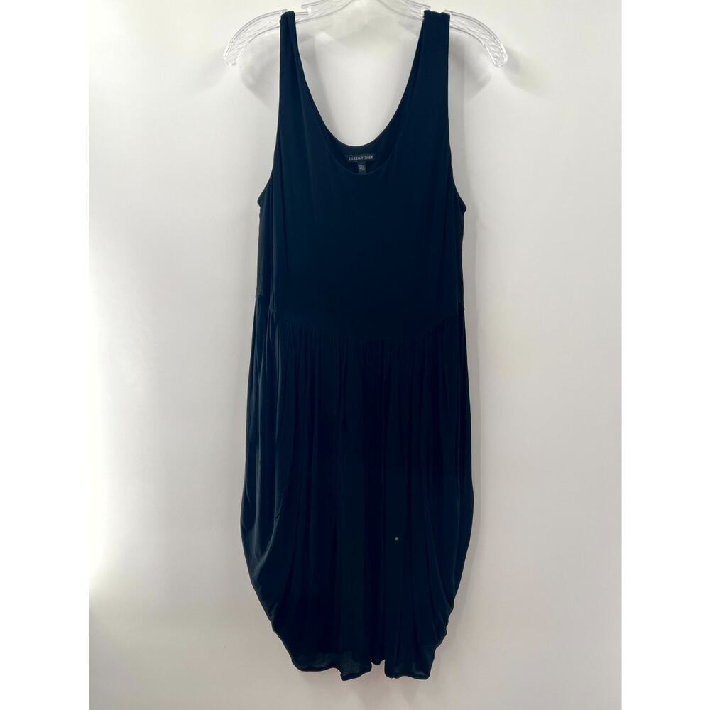 Eileen Fisher Women’s Black Solid Silk Scoop Neck Sleeveless Tank Dress Medium